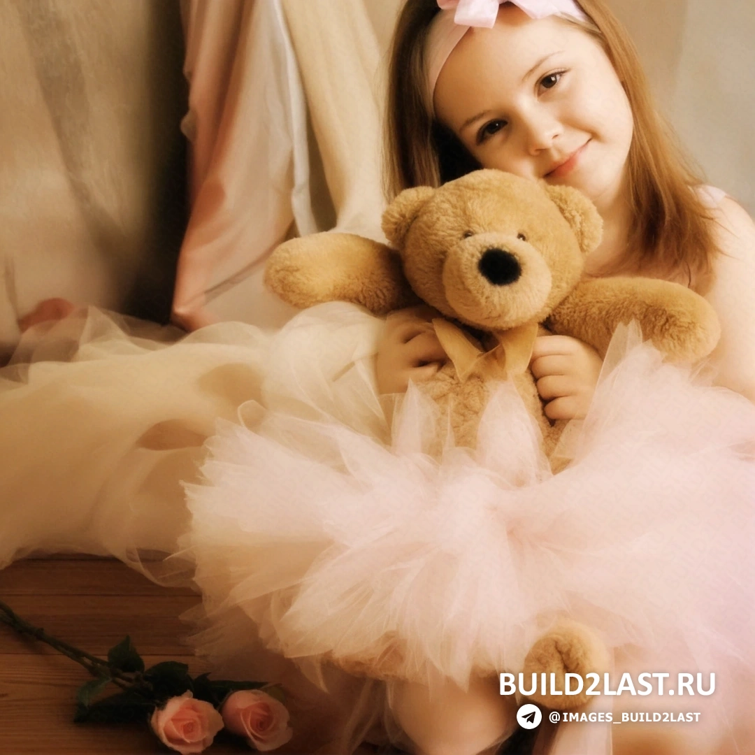 Детская фотосессия в бежевых и розовых тонах с элементами романтизма